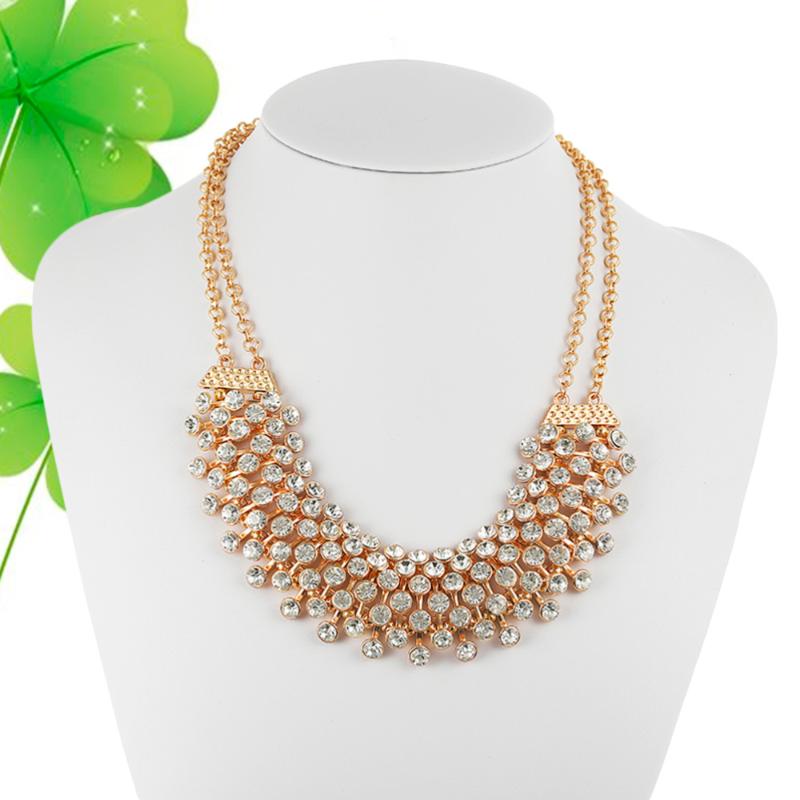Women&#039;s Wedding Jewelry Rhinestone Pendant Choker Necklace Bib (Gold) Necklaces