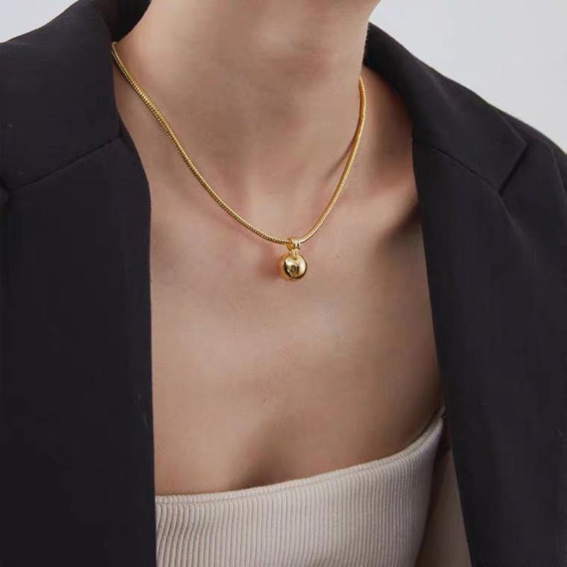 Lalynnly Fashion Ball Geometric Love Heart Key Pendant Choker Necklace For Women Round Gold Chain Chunky Necklaces Jewelry N8111