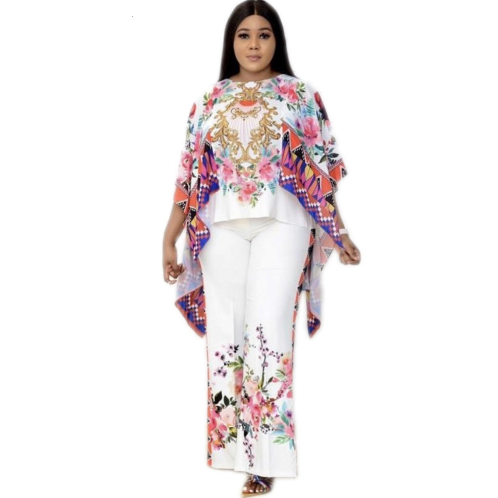 dresses 2 Piece Sets Africa Clothing For Women Plus Size Pants Business Office Shirt Tops+pants Suits African Set Ladies