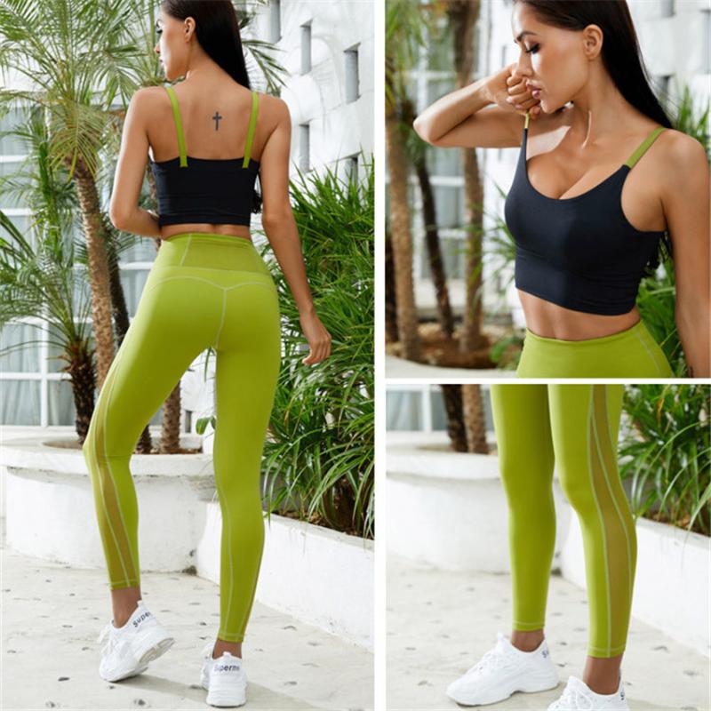Plus XL Mesh Female Yoga Set Ensemble Sport Suit Women Sportswear Leggings Fitness Workout Gym Wear Running Clothing Tracksuit Outfit