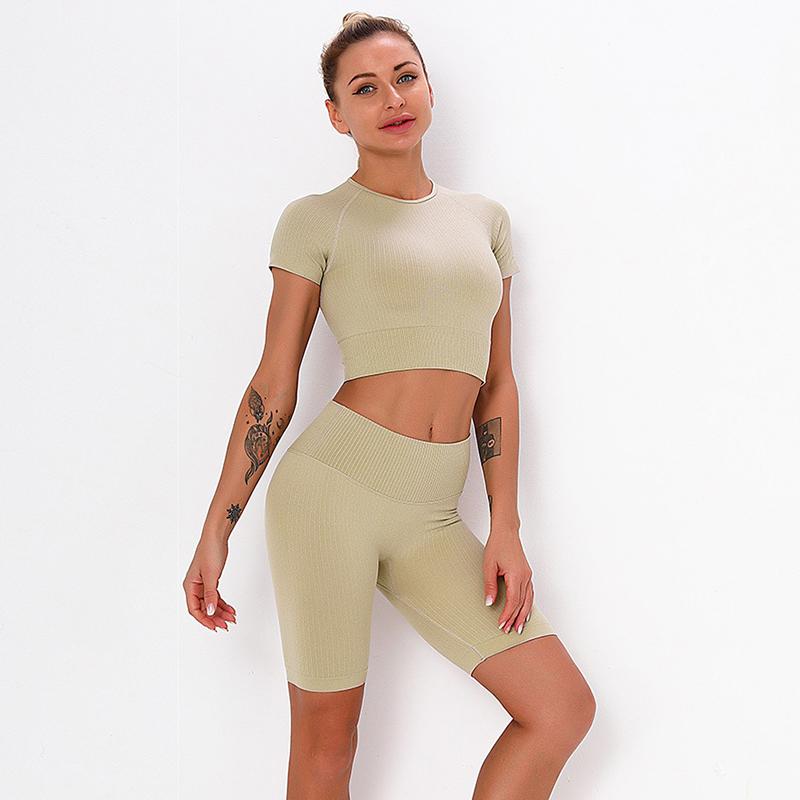 Women Tracksuit Yoga Set Workout Sportswear Gym Clothing Fitness Crop Top High Waist Shorts Seamless Leggings Sport Suits Outfit