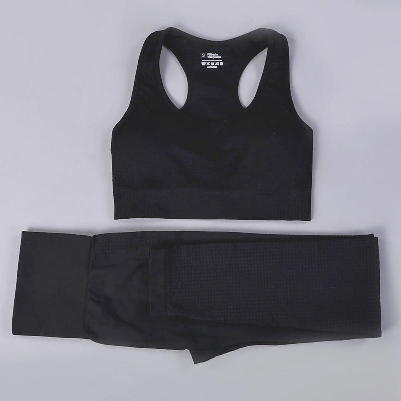Women Sportswear Seamless Yoga Wear Suit Gym Fitness High Waist Hip Bottoming Leggings Push-Ups Stretch Sports Bra Set Outfit