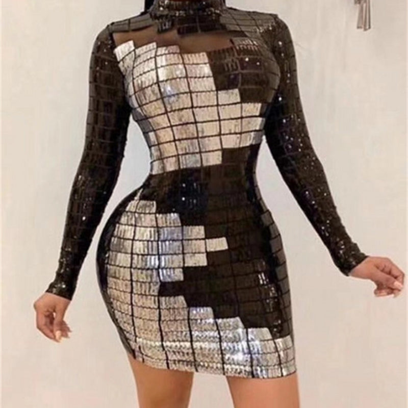 dress High Quality Black Celebrity Fashion Glitter Sequin Homecoming Party Bodycon Dress