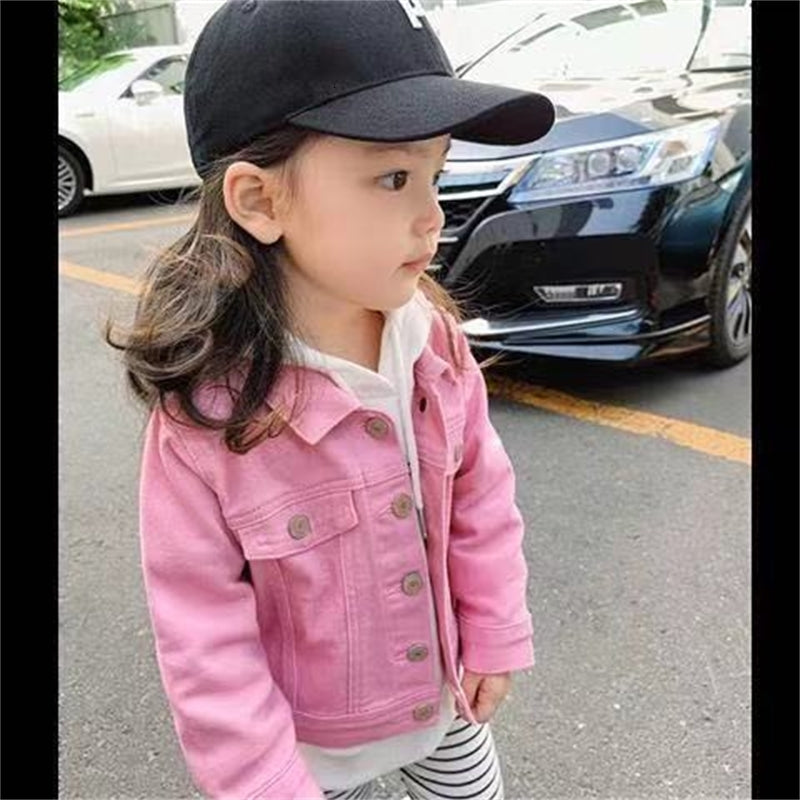 Girls&#039; dresses Fashion Kids Girls Candy Colors Casual Denim Jacket Children Boys Coat Holes Cowboy Outerwear Toddler Clothing