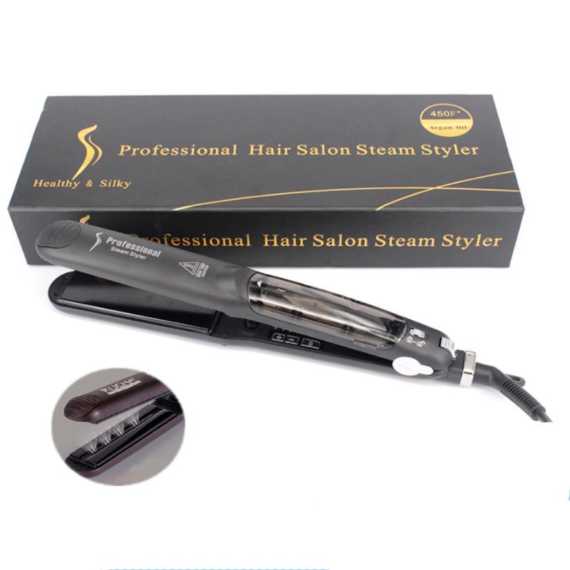 Electric Hair Brushes Professional Steam Straightener Ceramic Vapor Flat Iron Seam Straightening Curler Steamer Styling Tool