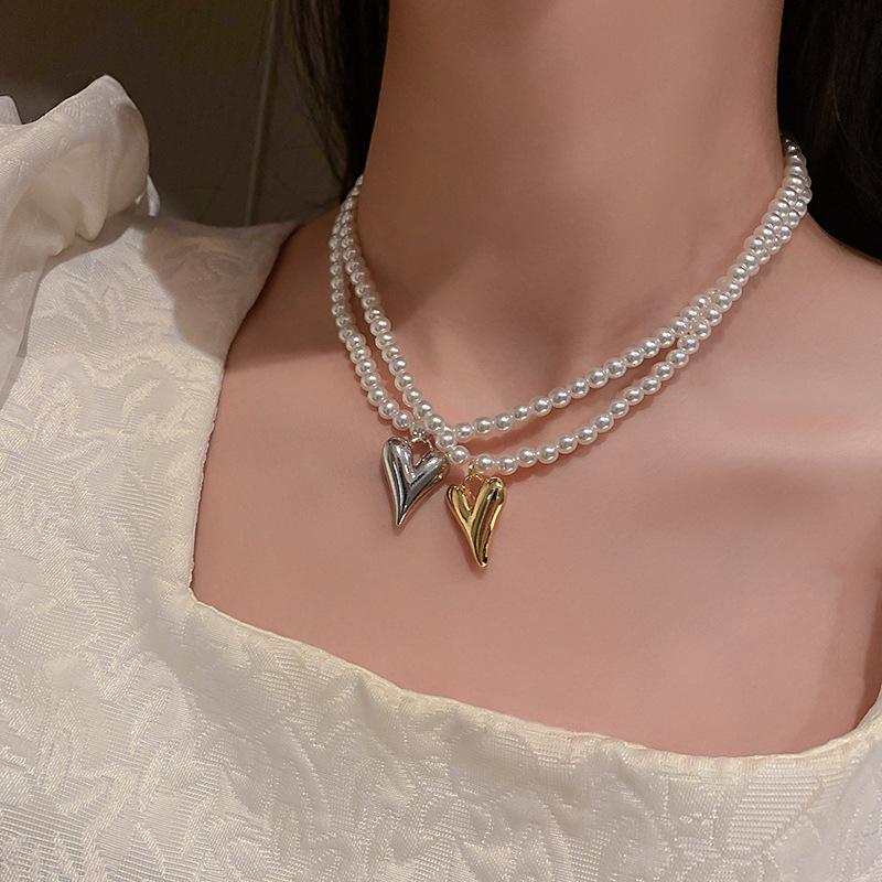 Pendant Necklaces KMVEXO Kpop Fashion Pearl Choker Chains Necklace For Women Cute Heart Korean Jewelry 2021 Clavicle Collares