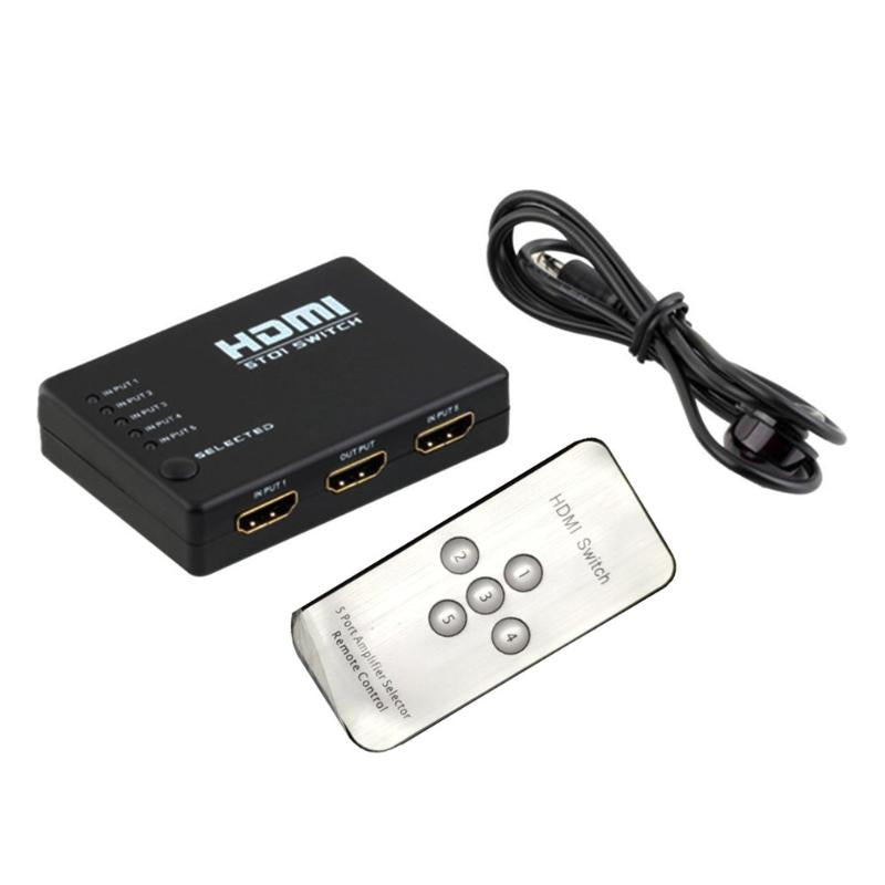 Audio Cables & Connectors Portable 5 In 1 1.4 Version 1080P Switch Switcher HD Video Support Splitter With Remote Control