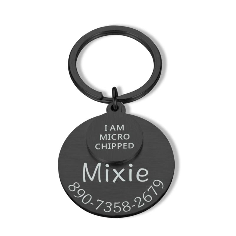 Keychains Personalized Keychain Collar Pet ID Tag I Am Microchipped Dog Name Number Stainless Steel Keyring