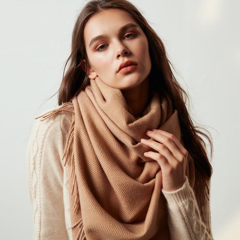 Scarves Long Cashmere Scarf Women 2021 Korean Pure Color Grey Black Pink Yellow Red Shawl Wraps Warm Thick Wool
