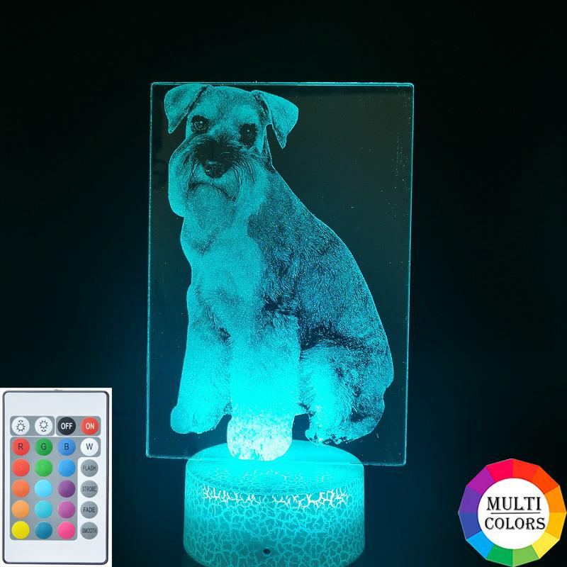 Night Lights Kids Light LED 3D Schnauzer Desk Lamp Pet Dog Nightlight Bluetooth Base Room Atmosphere Decor Child Birthday Gift