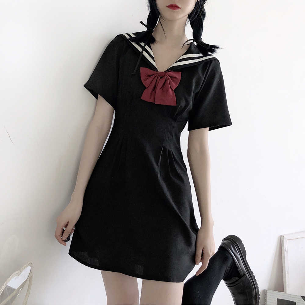 Women&#039;s T-Shirt Harajuku Vintage Women Sailor Collar Dresses Summer Lolita Bow Cute School Uniforms Soft Girl Kawaii Anime Cosplay