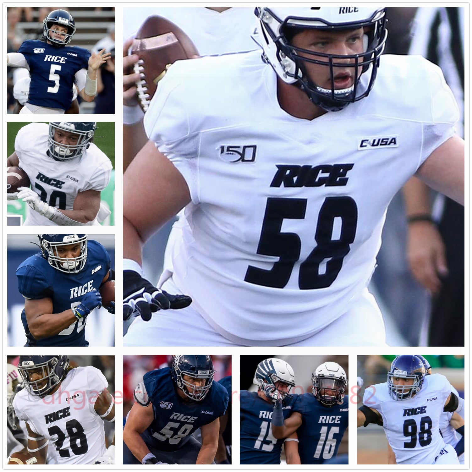 Custom Rice Owls Football Jersey NCAA College Tom Stewart Aston Walter Brad Rozner Austin Trammell Blaze Alldredge Wiley Green mens women youth jers