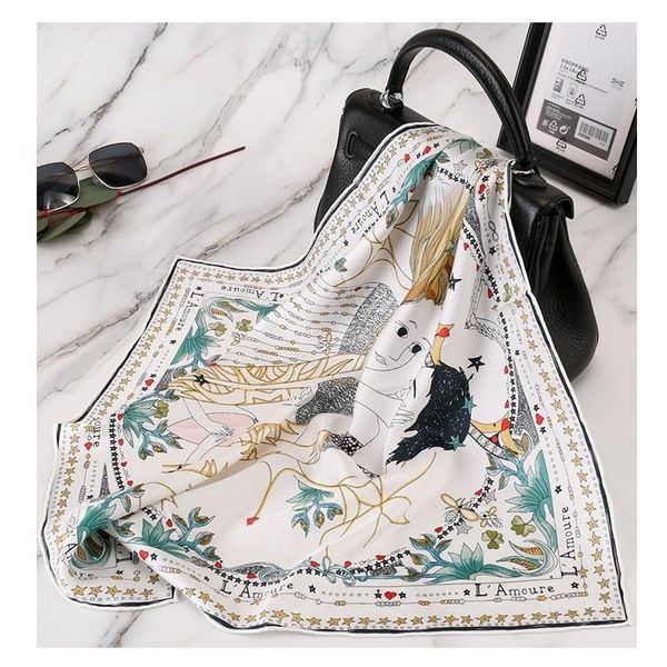 Scarves Small Square 100% Silk Scarf Neckerchief Bandana Women