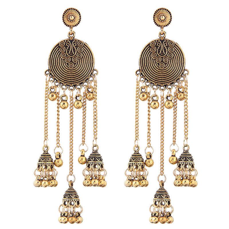 Stud YADA 2021 Boho Ethnic Earring For Women Crystal Statement Jewelry Vintage Birdcage Bell Tassel Earrings ER210010