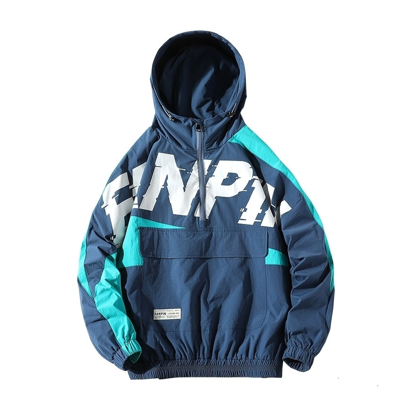 Men&#039;s Jackets Spring Men Jacket Letter Printed Hooded Outerwear Streetwear 2021 Fashion Harajuku Plus Size Loose Windbreaker Coat