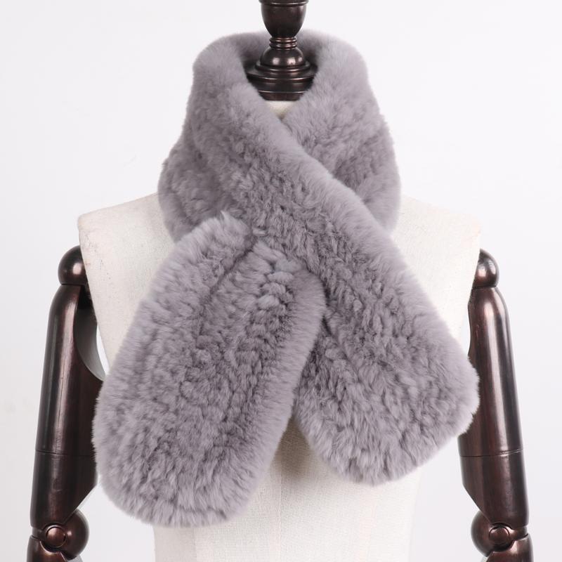 Scarves Style Women Real Rex Fur Scarf Natural Warm Soft Muffler Lady Winter Knit