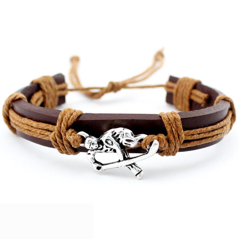 Charm Bracelets Field Hockey Player Soccer Football Volleyball Lacrosse Gymnastics Tennis Golf Calisthenics Leather Jewelry