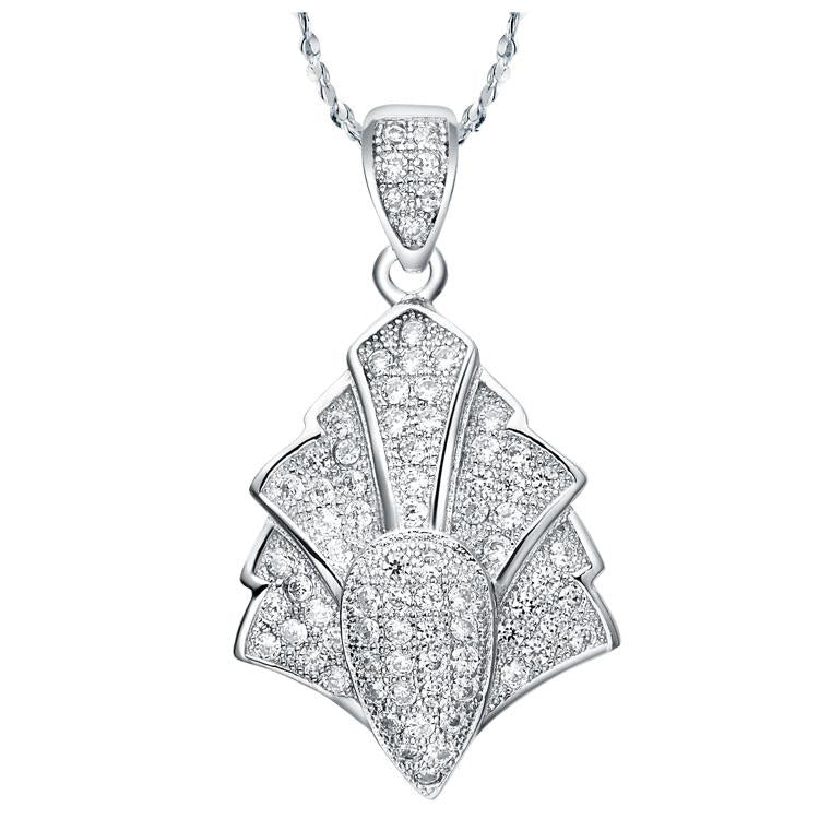 Pendant Necklaces Nice Classic Unique Shield Necklace, Inlaid White Crystal Grain 78