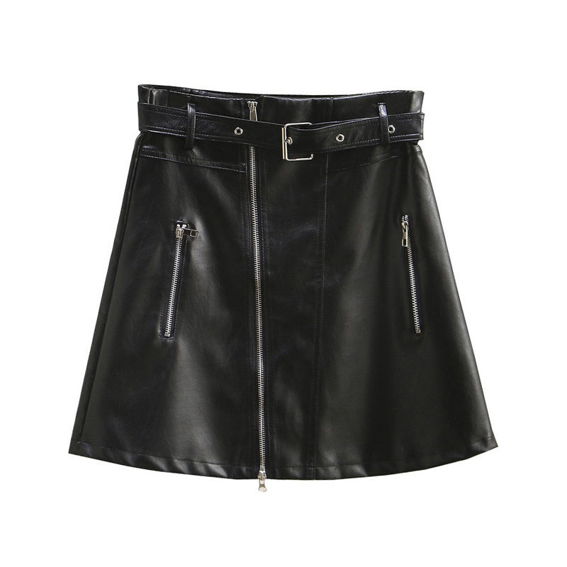 Casual Dresses Women&#039;s Fashion Faux Leather Mini Skirt Female High Waist Zipped Black Skirts Plus Size XXXL 4XL Saias Winter SK456