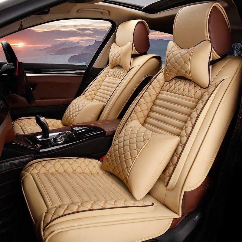 Autocovers Universal Car Accessories Seat Cover PU Leather Five Seats Covers For SUV Full Surrounded Design High Quality Durable Adjustable