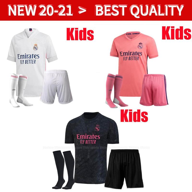 men+Kids Socks Real Madrid Soccer Jersey 20 21 HAZARD MODRIC REINIE Camiseta 2020 2021 BALE ISCO Youth Boys Jerseys RODRYGO Football Shirt