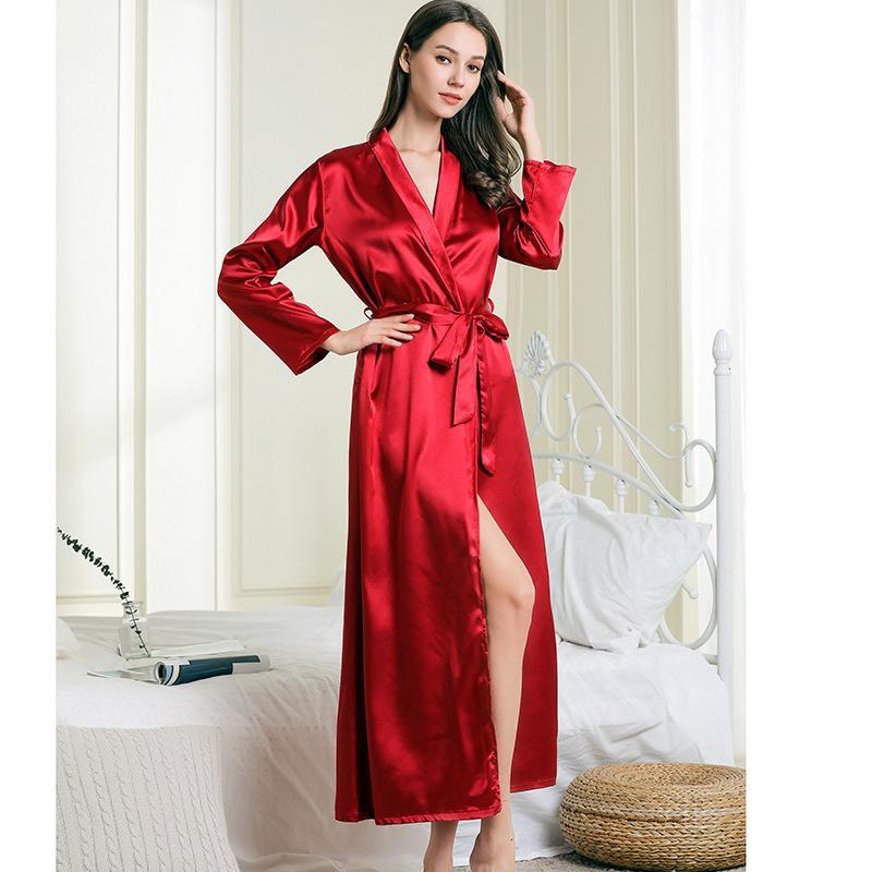 Women&#039;s Sleepwear Dressing Gowns For Women Maternity Gown Nightdress Silk Kimono Bath Robe MGSY