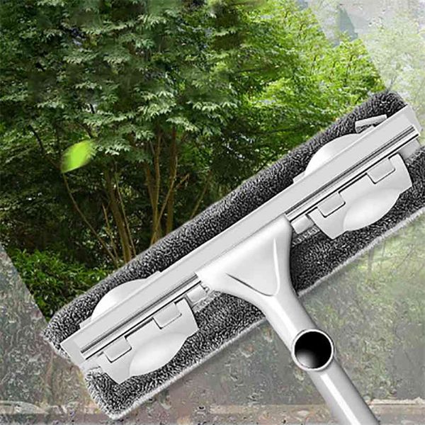 High-rise Window Cleaning Brush Double-sided Telescopic Rod Cleaner Squeegee Wiper Rotating Head Brushes 210423
