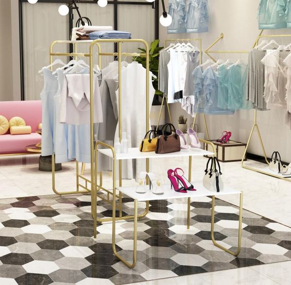 Clothing store display rack Commercial Furniture floor type children&#039;s cloth racks bag shoes high and low table cosmetics cabinet water