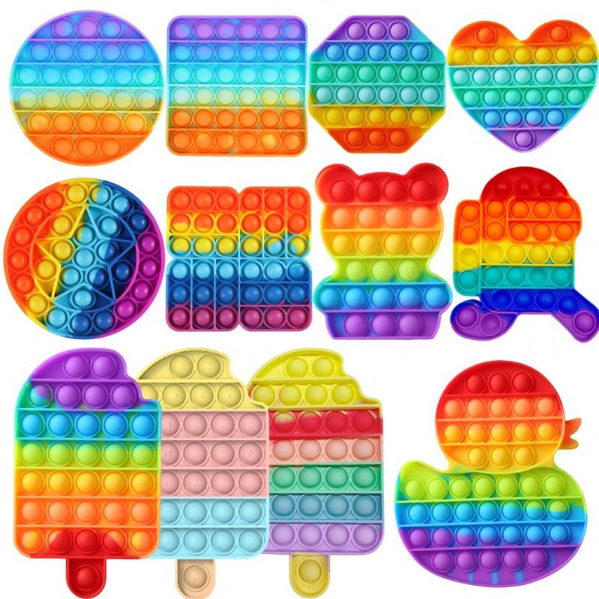 Rainbow Funny Fidget Toy Antistress Toys For Adult Children Push Bubble Fidget Sensory Autism Special Needs Anxiety Stress Gifts