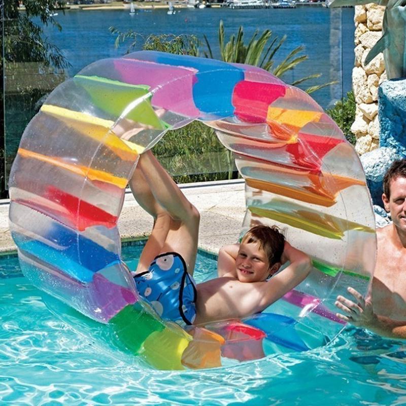 Child Pool Float Toy Inflatable Rainbow Color Water Roller Grass Ball Swimming Fun Beach Toys Floats & Tubes