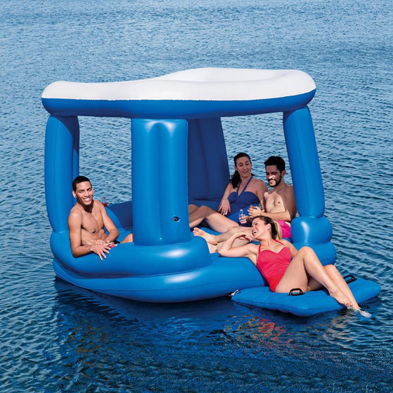 High Quality 218*218CM Environmental Protection PVC Square Island Recliner Floating House Roof Row Bed Inflatable Floats & Tubes