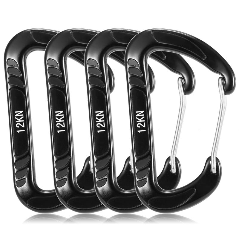 Lixada 4PCS 12KN Heavy Duty Carabiner Climbing Steel Spring Clip Hammock Equipment Mosqueton Cords, Slings And Webbing