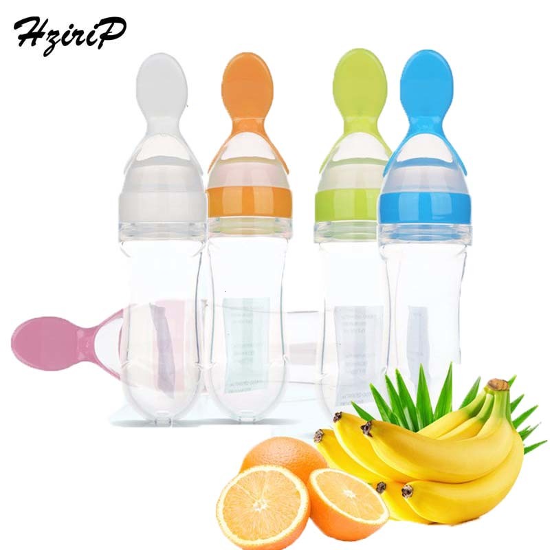 Baby Food Mills 90ml Toddler Cereal Bottle Feeding Spoon Infant Liquid PP Silicone Squeeze Feeder Supplies 5 Colors 21A7
