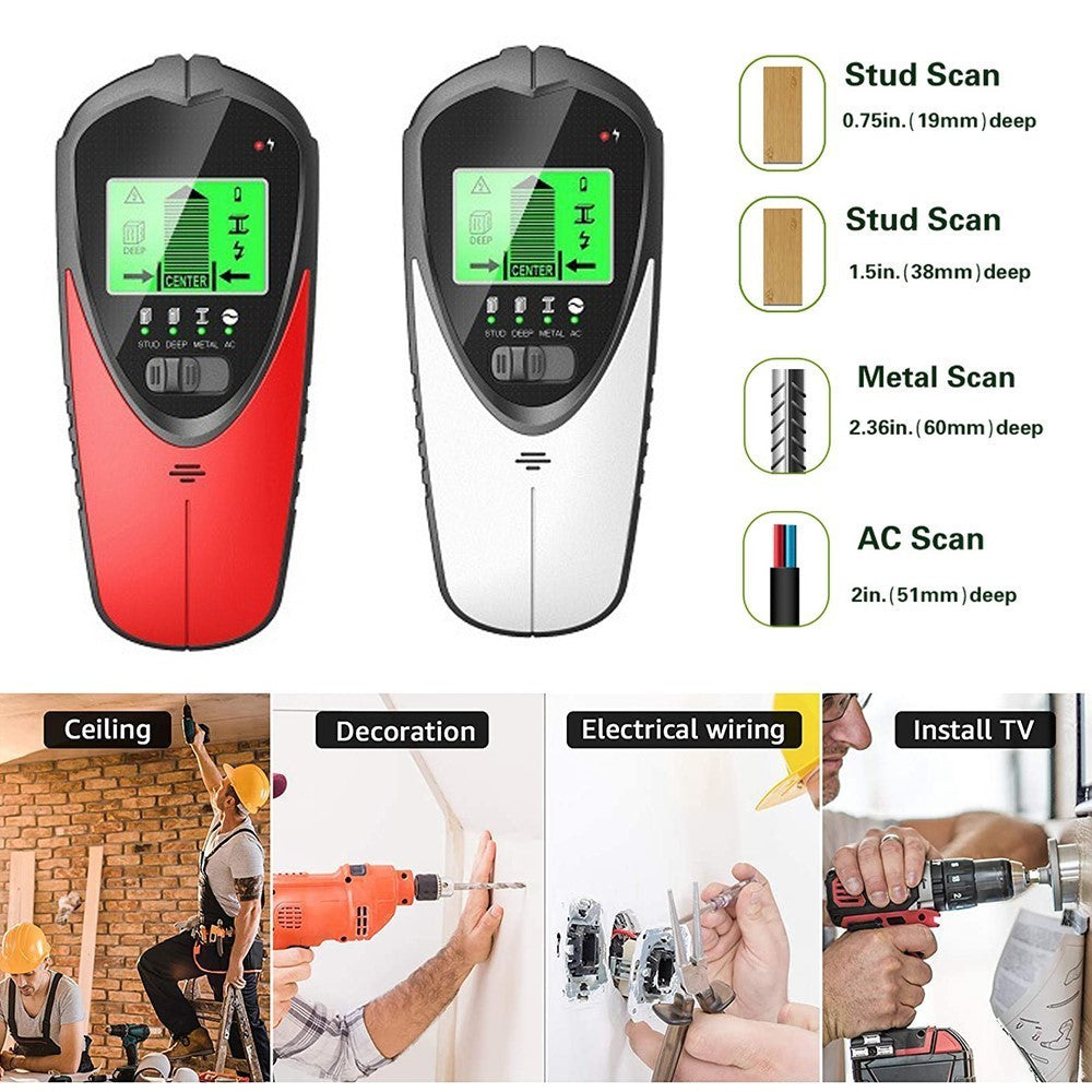 Stud Finder Center Beam Finders Wall Scanner LCD Display Wall Detector For AC Wire Metal Pipes Wooden Beams Detection