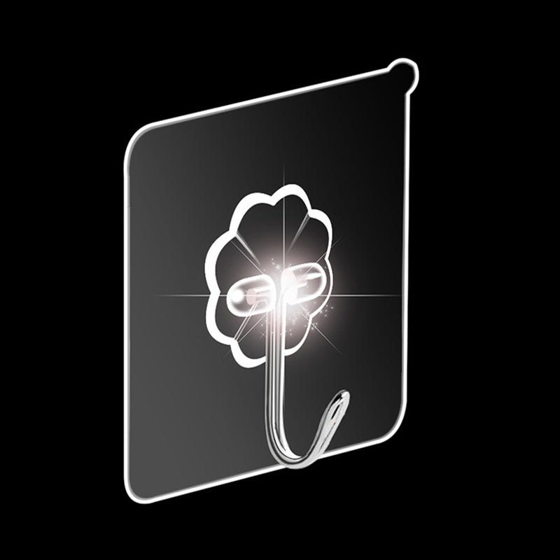 Seamless Hanging Hook Transparent Stainless Steel-PVC Oilproof Waterproof For Kitchen Bathroom Office Reusable Multi Purpose