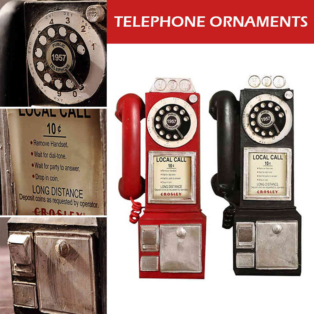 Creativity Vintage Telephone Model Wall Hanging Ornaments Retro Furniture Phone Mini Crafts Gift Bar Home Decoration Gift