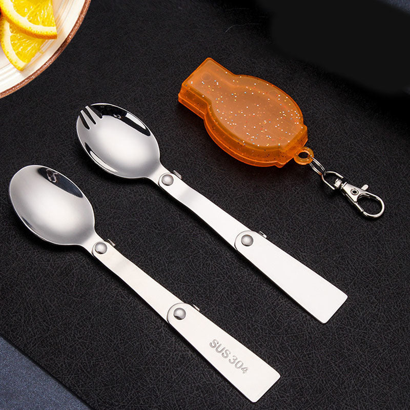1 piece cutlery set 16 * 3.2cm collapsible stainless steel spoon fork portable camping outdoor climbing equipment