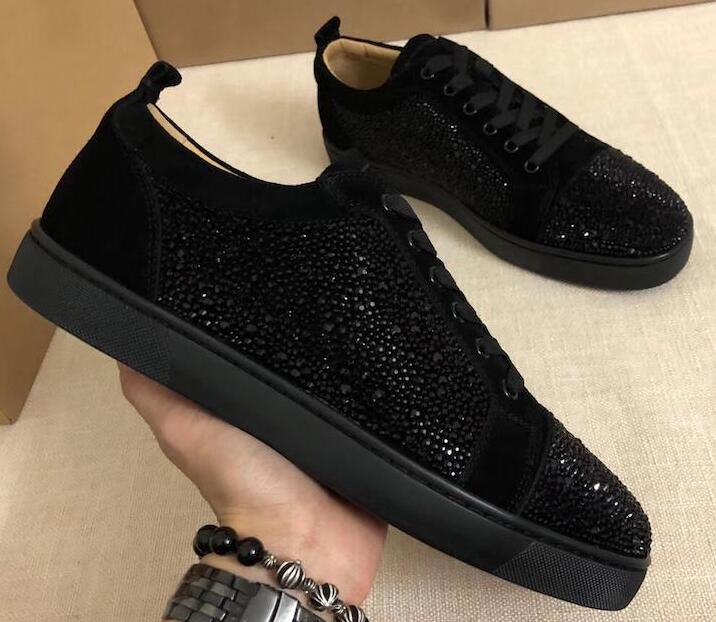 wholesale Red Bottoms shoes Studded Spikes Flat sneakers For Men Women glitter Party Lovers Genuine Leather casual rivet Sneaker