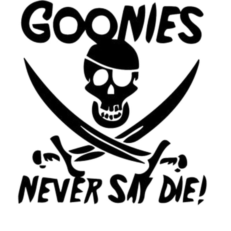 21.2CM*22.9CM Goonies Never Say Die Decal Sticker Personality Fashion Car Stickers Decoration Black