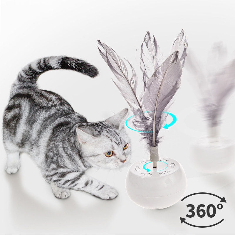 Funny Feather Cat Toy Tumbler Puzzle Electric Young Adult Cat Rotating Funny Cat Toy Interactive Toy