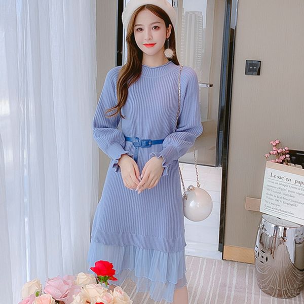 Knitted Tracksuit Women Sweater Dress 2 Piece Sets Womens Outfits Woman High Waist and Skirts Set Plus Size XL 210427