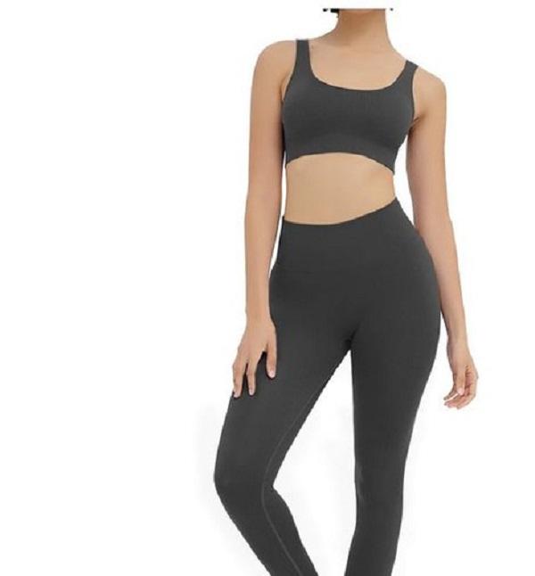 shaping Fitness Leggings Workout Sports Suit Active Wear Women Solid High Waisted Stretchy Slim Fit Sport Yoga Two-Piece Outfits Women&#039;s 06