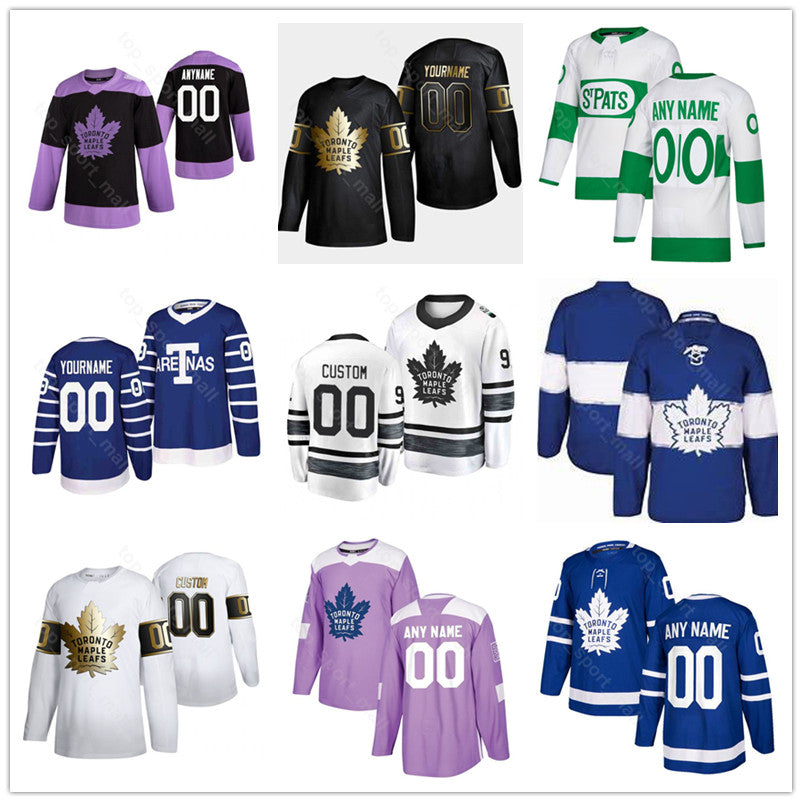Custom Fights Cancer Toronto Maple Leafs Hockey 65 Ilya Mikheyev Jersey 11 Zach Hyman 19 Jason Spezza 15 Alexander Kerfoot Andreas Johnsson shirt un