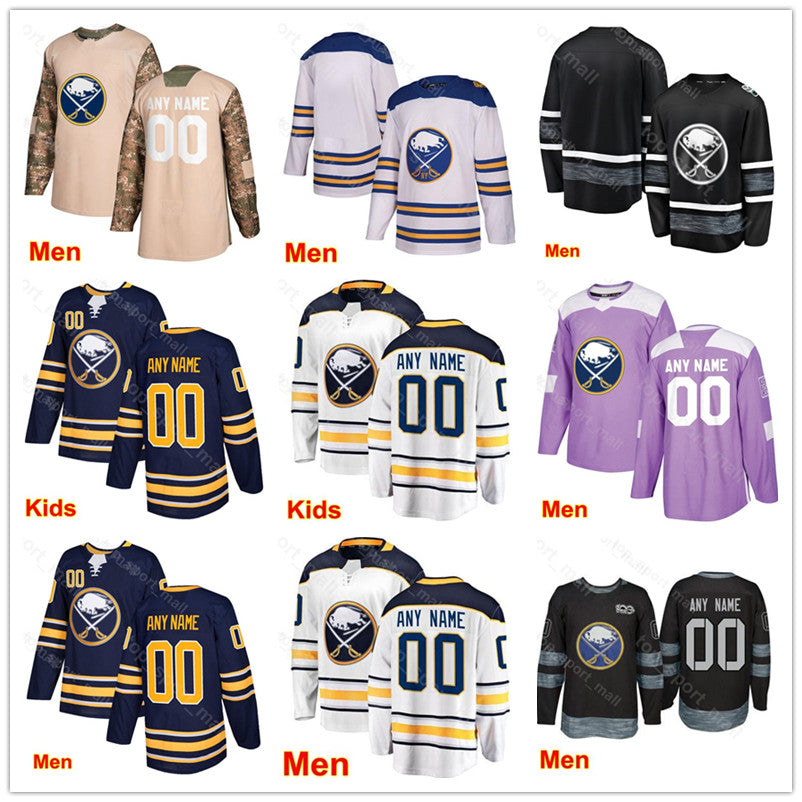 Custom Buffalo Sabres 71 Evan Rodrigues Jersey Ice Hockey 37 Casey Mittelstadt 4 Zach Bogosian 19 Jake McCabe Zemgus Girgensons Blue White shirt uni