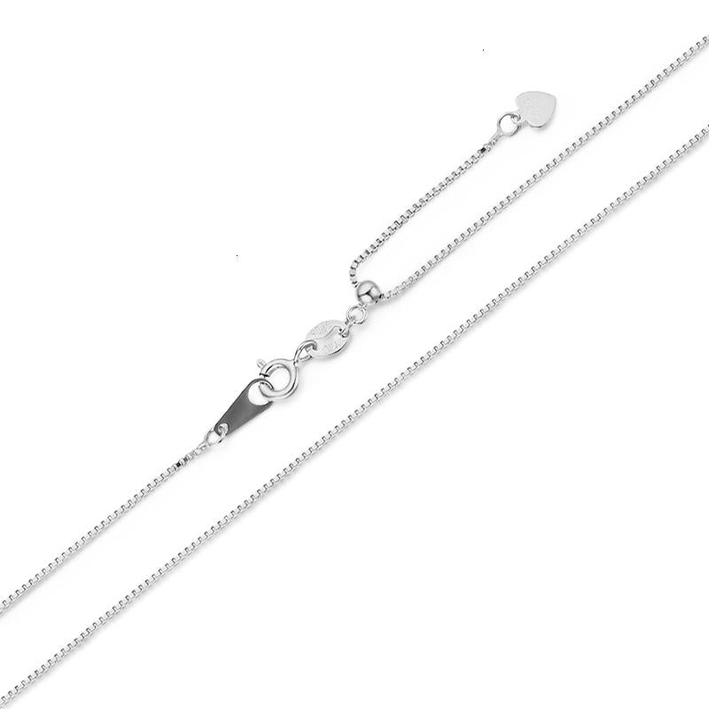 Thin 0.8mm Slide Sliding 925 Sterling Silver Box Chain Adjustable Choker Necklace Women Girls Jewelry Collier Kolye Ketting 18in Chains