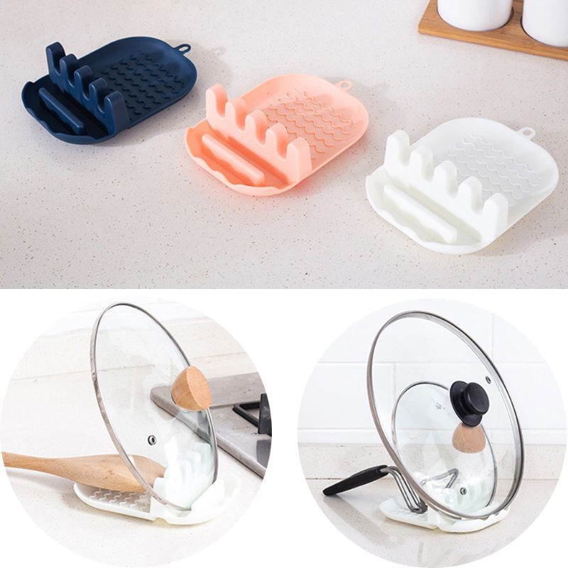 1 Pcs Kitchen Cooking Tool Kitchen Silicone-Pp Lepel Rest of the article Column Holder Heat resistant Storage Plates 3 Colors