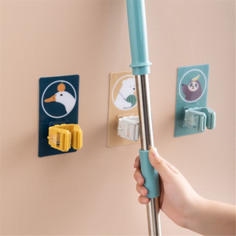 New 1Pc Wall mounting Mop Rack Hook Bathroom Mop Sticky Hanger Clip Mop Plank Holder Home Kitchen Organizer Storage holders Recks