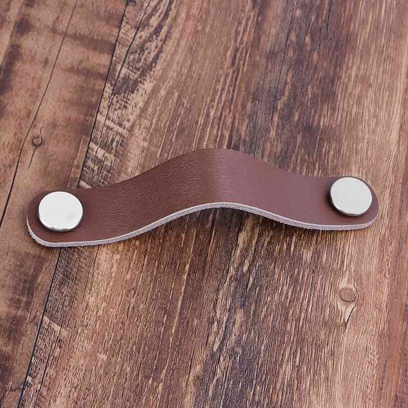 Cabinet Handle Soft Pu Leather Dresser Load Door Buttons Pull Furniture Hardware 40JA