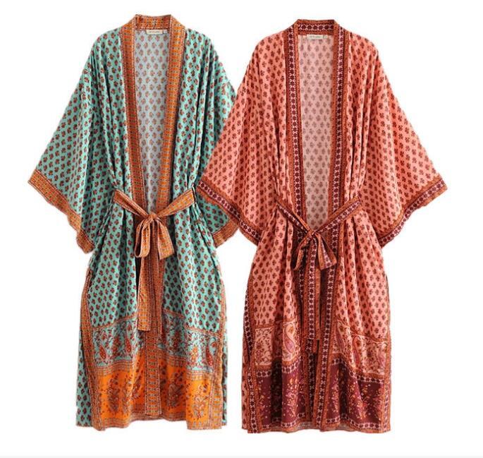 Women&#039;s Blouses & Shirts Women rayon Loose Shawl Kimono Cardigan Casual Summer Bohemian Beach Tops floral Print Cover ups Blouse F
