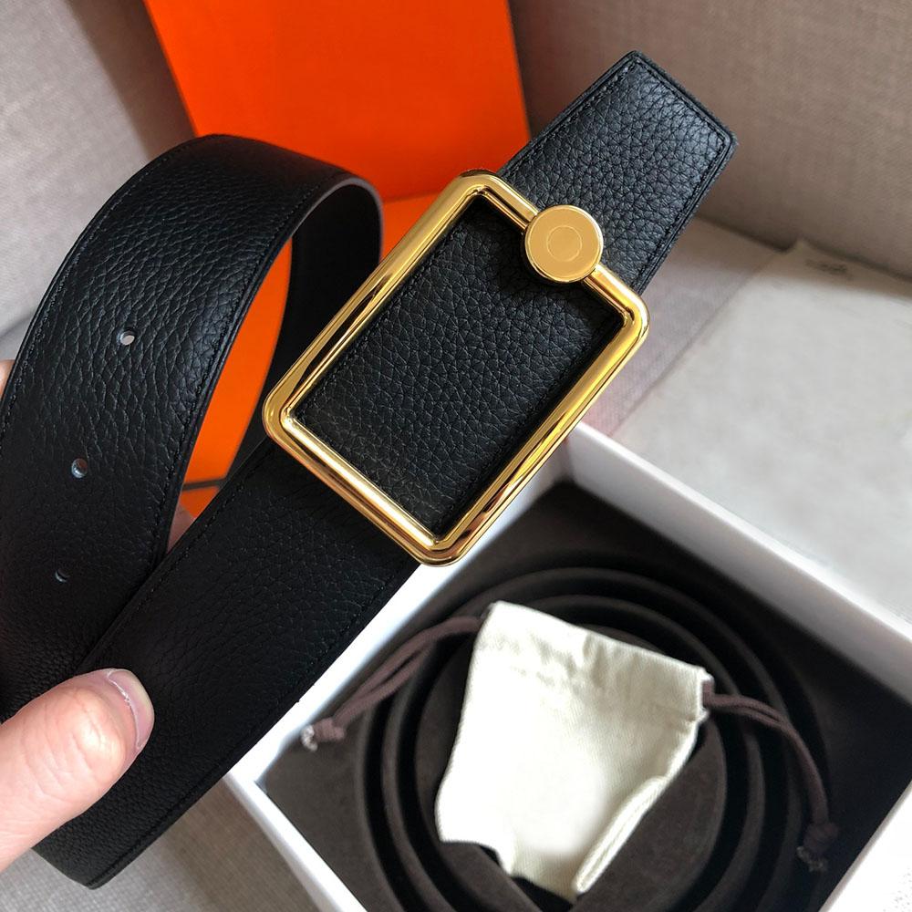 Belts Mens Fashion leggings Leather Black Business Women Big Gold Buckle Womens Classic Casual Ceinture with Orange Box 54-31 ZV Waistband ring